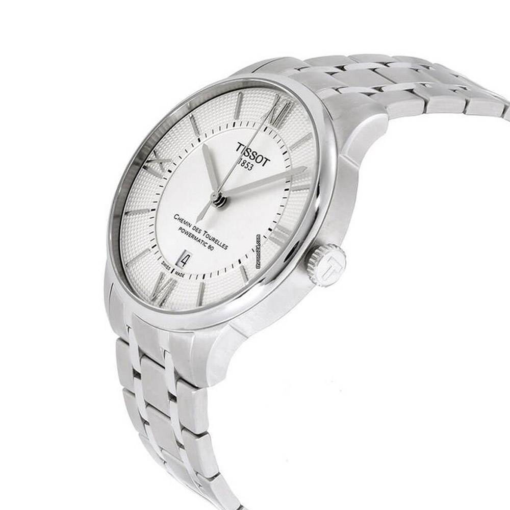 Tissot Chemin Des Tourelles Powermatic 80 Silver Dial Silver Steel Strap Watch For Men - T099.407.11.038.00