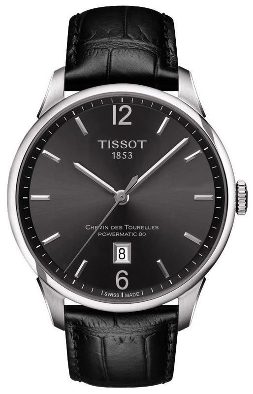  Shop Authentic Tissot Chemin Des Tourelles Powermatic 80 Black Dial Black Leather Strap Watch For Men - T099.407.16.447.00 - Luxxuri