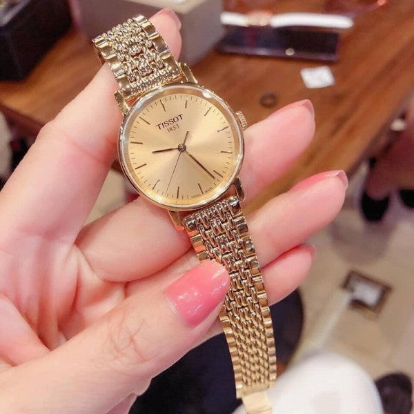  Shop Authentic Tissot T Classic Everytime Desire Small Gold Dial Gold Mesh Bracelet Watch For Women - T109.210.33.021.00 - Luxxuri