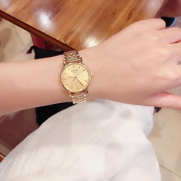  Shop Authentic Tissot T Classic Everytime Desire Small Gold Dial Gold Mesh Bracelet Watch For Women - T109.210.33.021.00 - Luxxuri