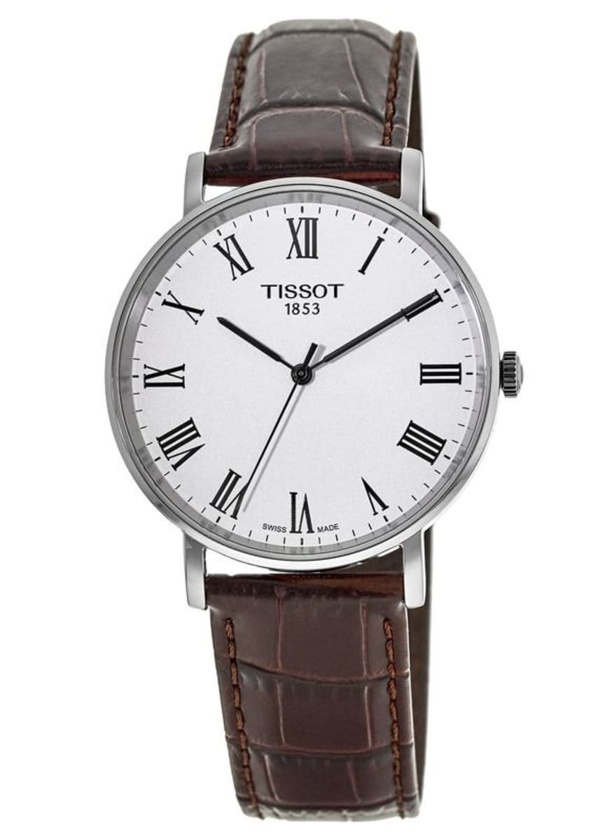  Shop Authentic Tissot T Classic Everytime White Dial Brown Leather Strap Watch For Men - T109.410.16.033.00 - Luxxuri