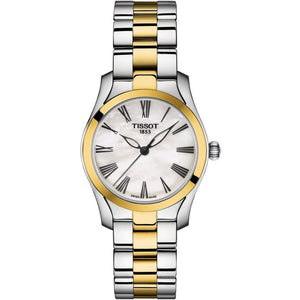  Shop Authentic Tissot T Wave Lady White Mother of Pearl Dial Two Tone Steel Strap Watch For Women - T112. 210. 22. 113. 00 - Luxxuri