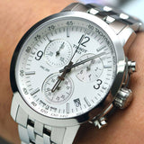  Shop Authentic Tissot T Sport PRC 200 Chronograph White Dial Silver Steel Strap Watch For Men - T114.417.11.037.00 - Luxxuri