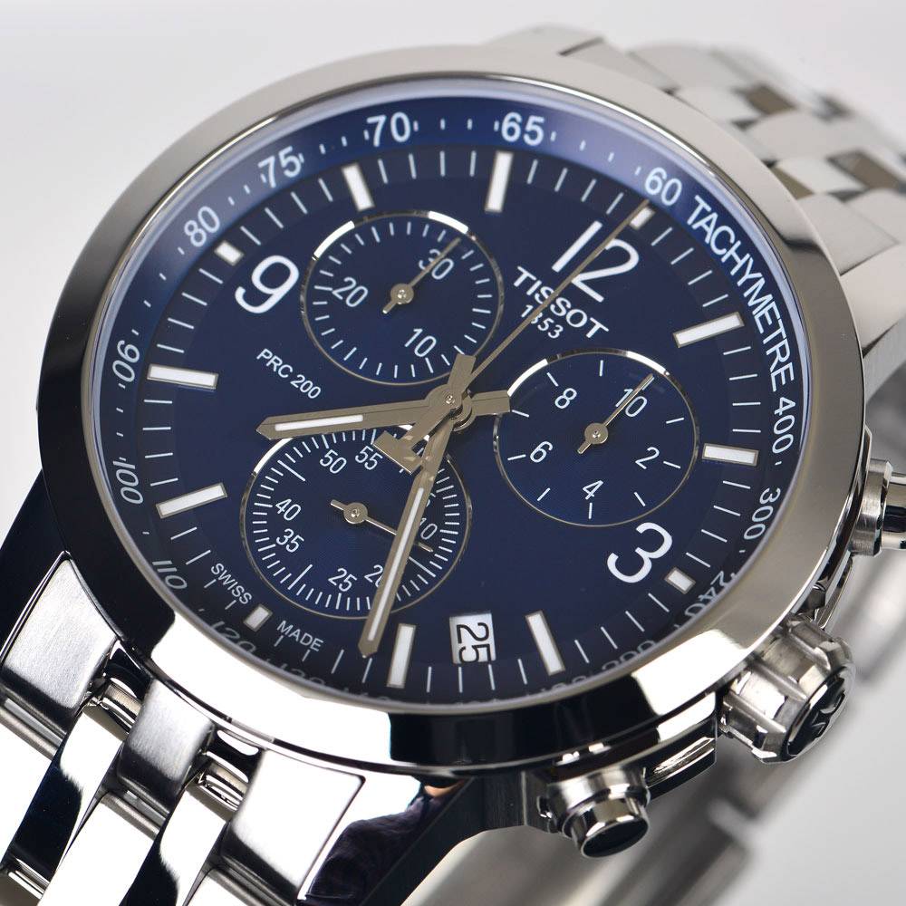  Shop Authentic Tissot PRC 200 Chronograph Quartz Blue Dial Silver Steel Strap Watch For Men - T114.417.11.047.00 - Luxxuri