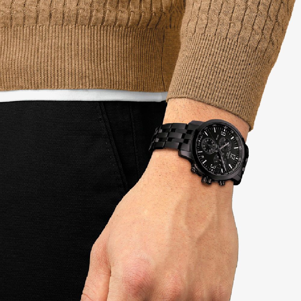  Shop Authentic Tissot PRC 200 Chronograph Black Dial Black Steel Strap Watch For Men - T114.417.33.057.00 - Luxxuri