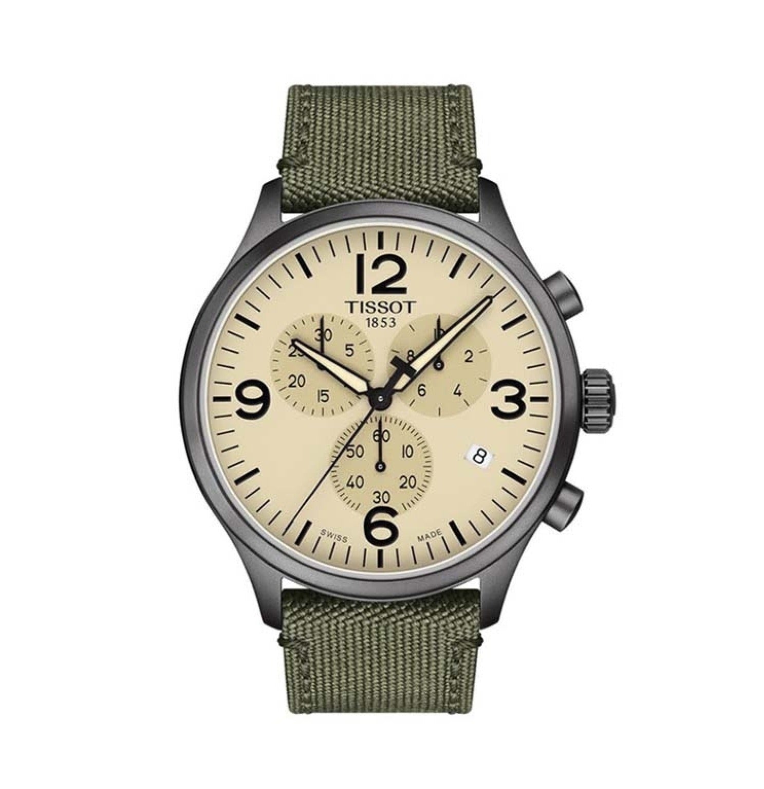  Shop Authentic Tissot T Sport Chrono XL Beige Dial Green Nylon Strap Watch for Men - T116.617.37.267.00 - Luxxuri