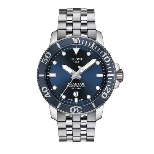  Shop Authentic Tissot T Sport Seastar 1000 Powermatic Silicium Blue Dial Silver Steel Strap Watch For Men - T120.407.11.041.01 - Luxxuri