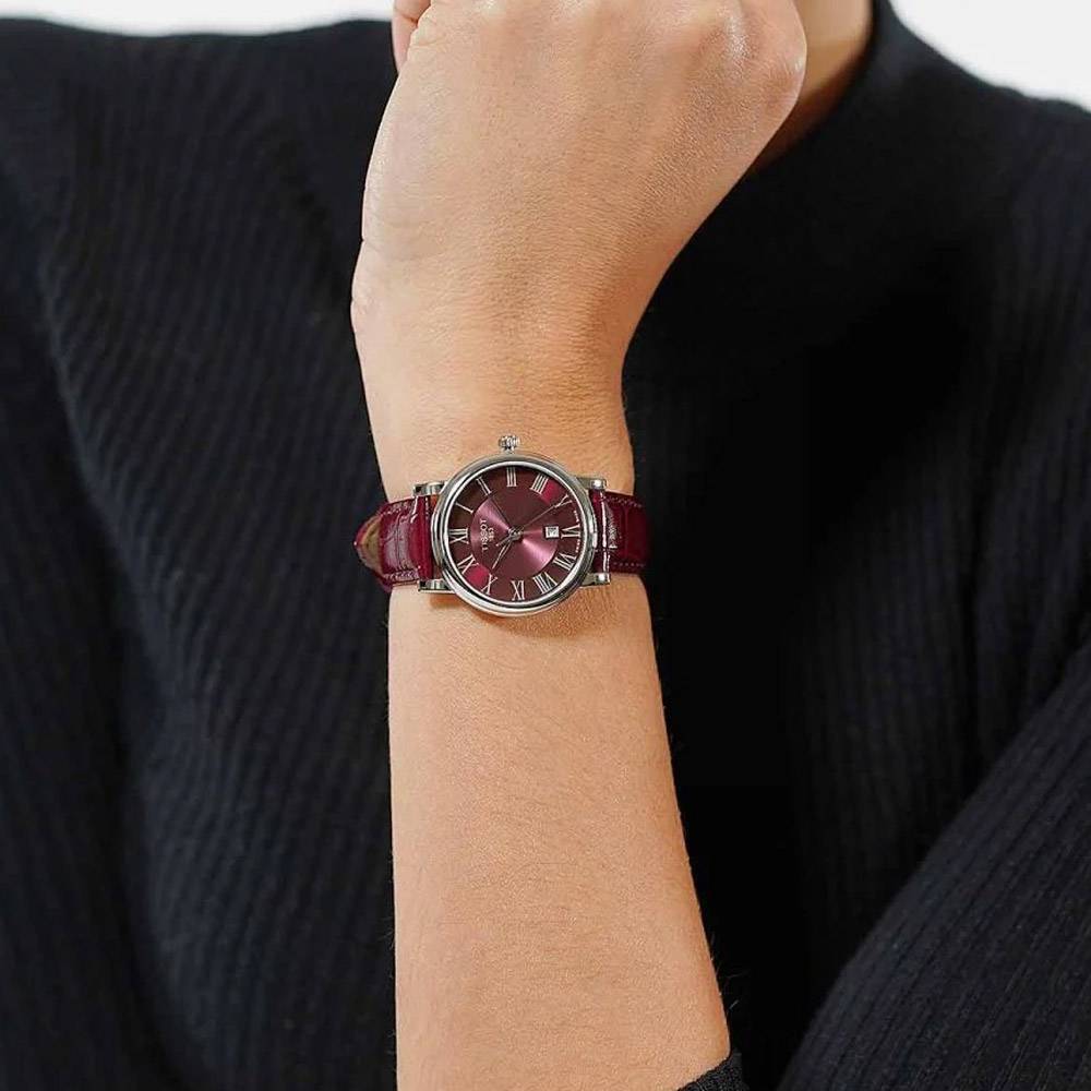  Shop Authentic Tissot Carson Premium Lady Maroon Dial Maroon Leather Strap Watch For Women - T122.210.16.373.00 - Luxxuri