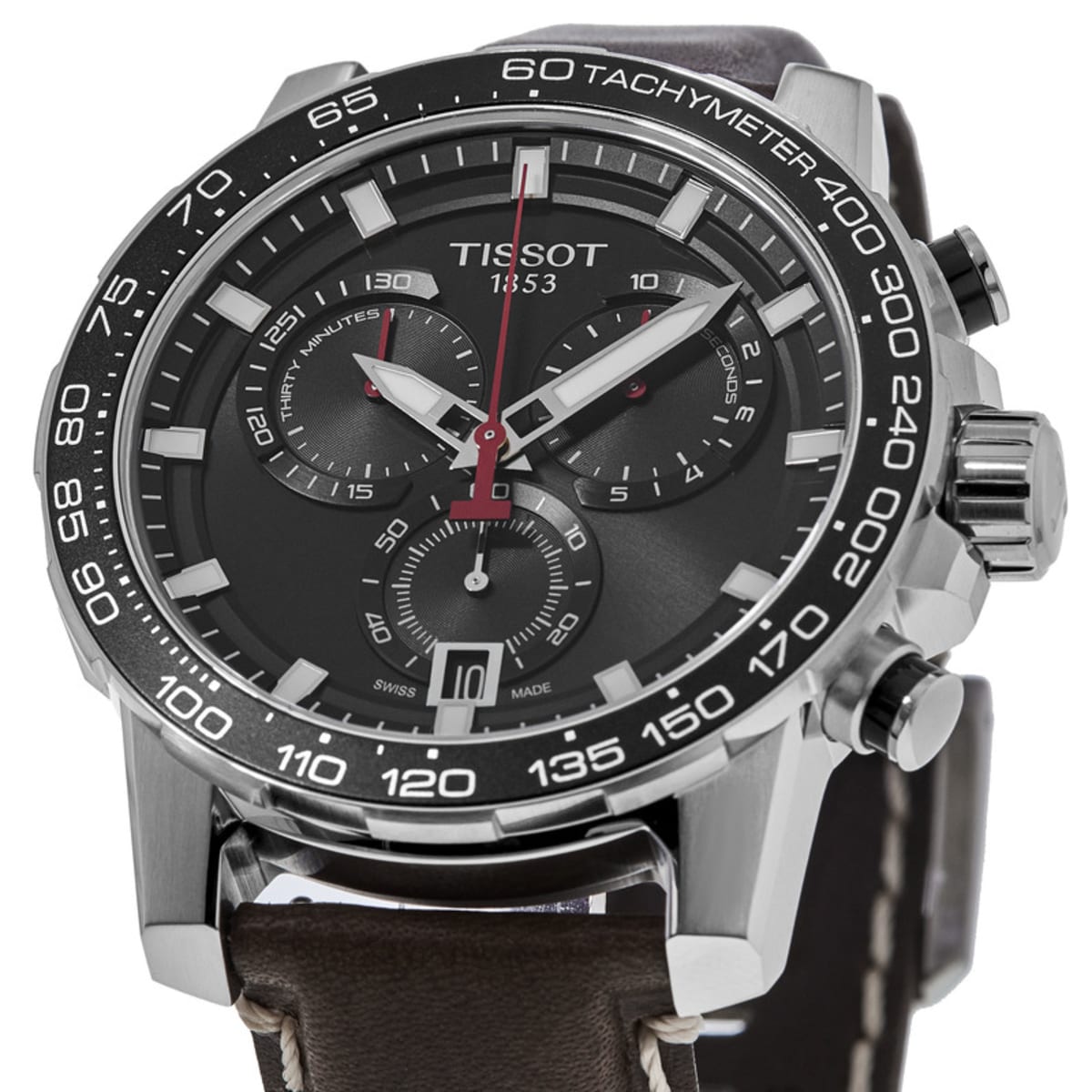  Shop Authentic Tissot Supersport Chrono Black Dial Brown Leather Strap Watch for Men - T125.617.16.051.01 - Luxxuri