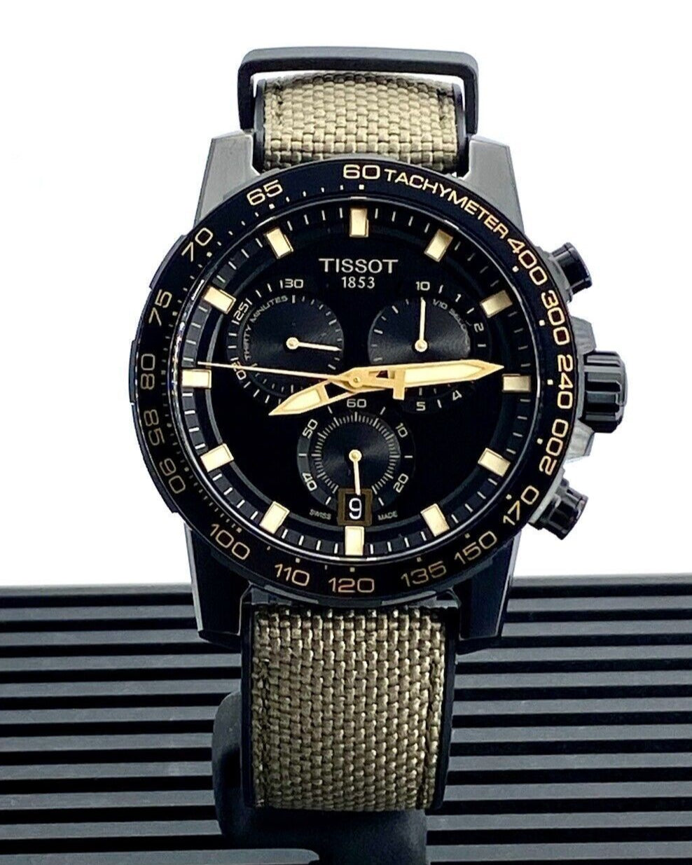  Shop Authentic Tissot Supersport Chrono Black Dial Beige Nylon Strap Watch For Men - T125.617.37.051.01 - Luxxuri