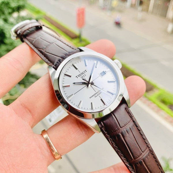  Shop Authentic Tissot Gentleman Powermatic 80 Silicium Silver Dial Brown Leather Strap Watch For Men - T127.407.16.031.01 - Luxxuri