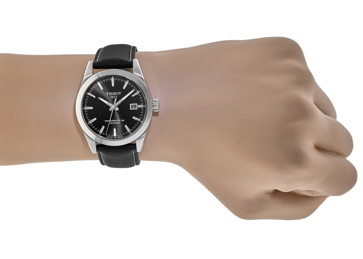  Shop Authentic Tissot Gentleman Powermatic 80 Silicium Black Dial Black Leather Strap Watch For Men - T127.407.16.051.00 - Luxxuri