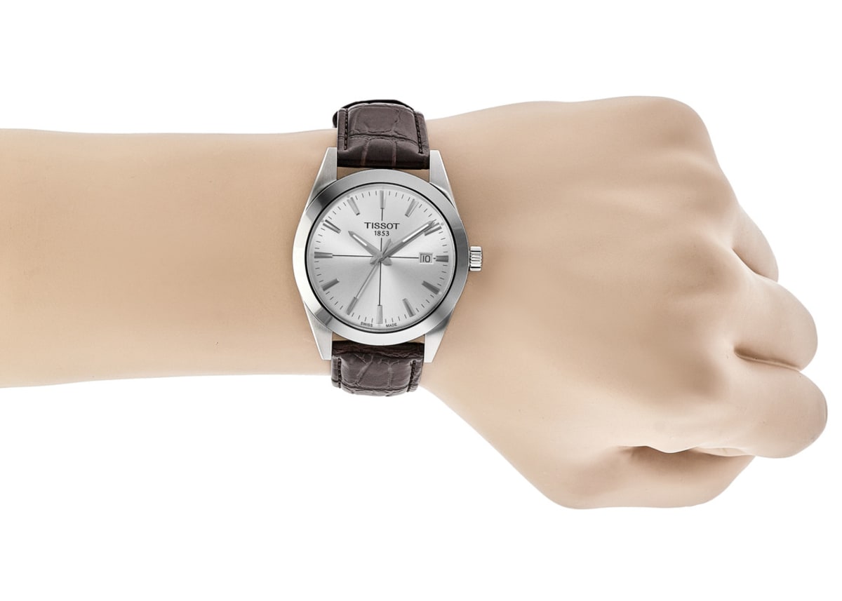  Shop Authentic Tissot Gentlemen Silver Dial Brown Leather Strap Watch for Men - T127.410.16.031.01 - Luxxuri