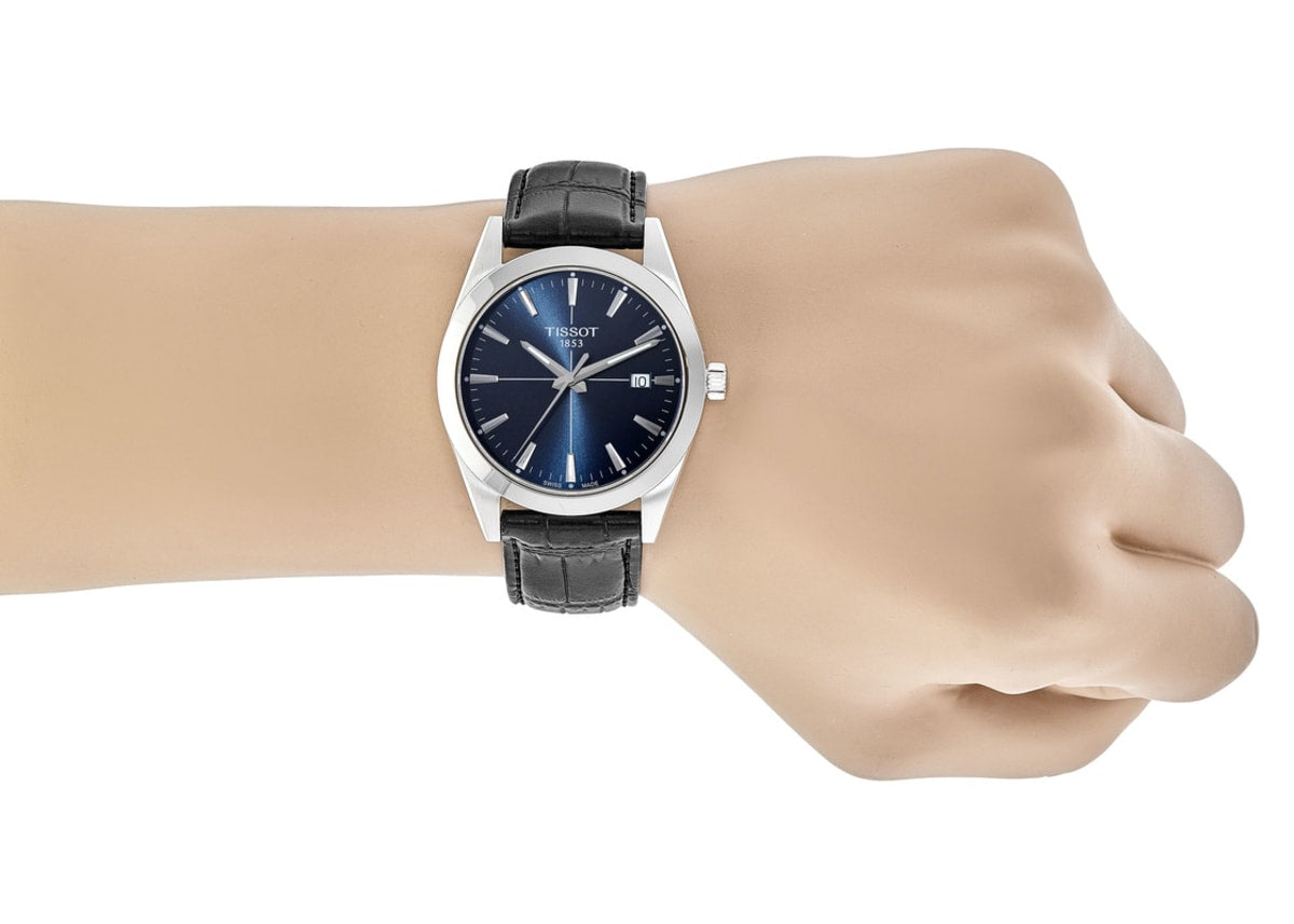  Shop Authentic Tissot Gentlemen Blue Dial Black Leather Strap Watch for Men - T127.410.16.041.01 - Luxxuri