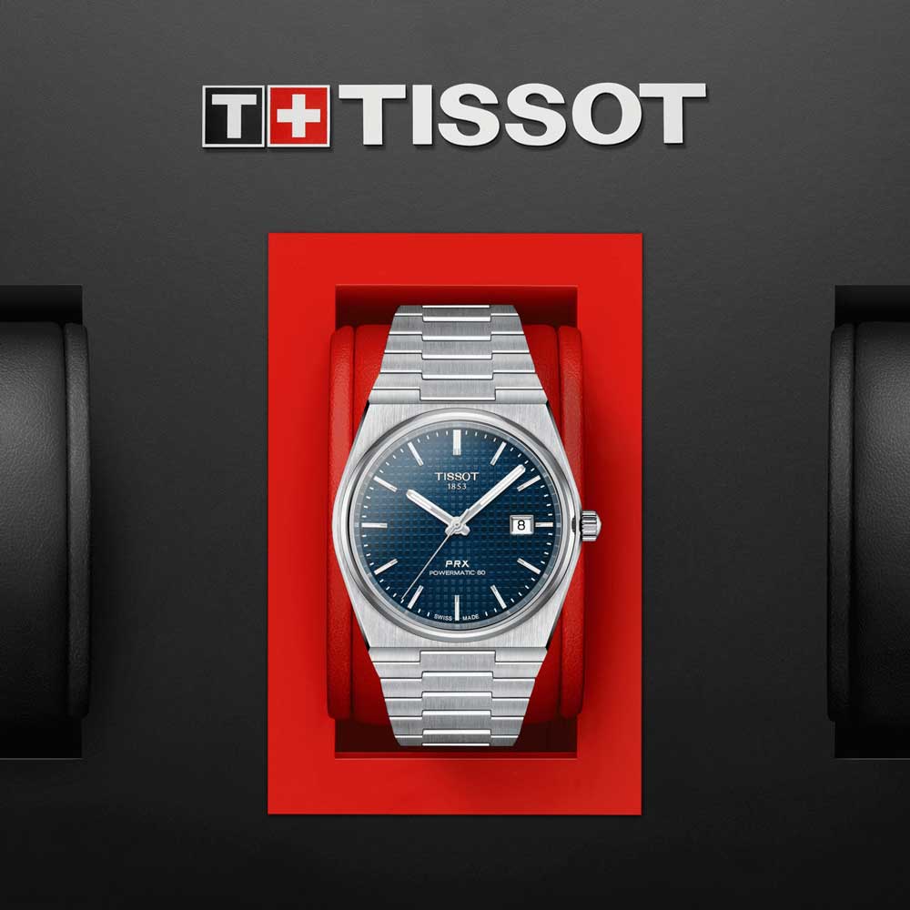 Tissot PRX Powermatic 80 Blue Dial Silver Steel Strap Watch for Men - T137.407.11.041.00