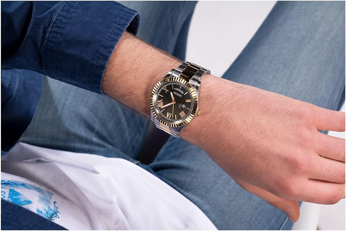  Shop Authentic Guess Connoisseur Black Dial Two Tone Steel Strap Watch for Men - GW0265G5 - Luxxuri