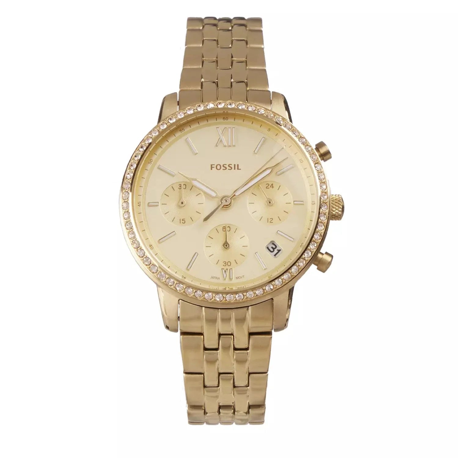  Shop Authentic Fossil Neutra Chronograph Gold Dial Gold Steel Strap Watch for Women - ES5219 - Luxxuri