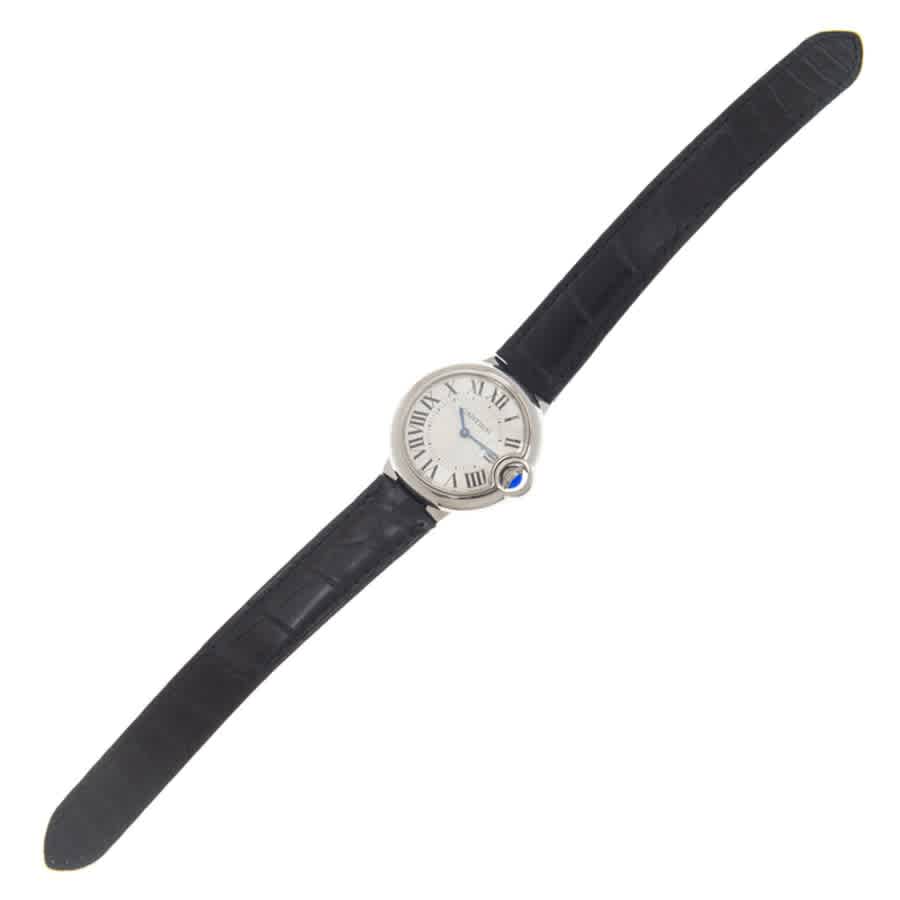  Shop Authentic Cartier Ballon Bleu De Cartier Silver Dial Black Leather Strap Watch for Women - WSBB0034 - Luxxuri