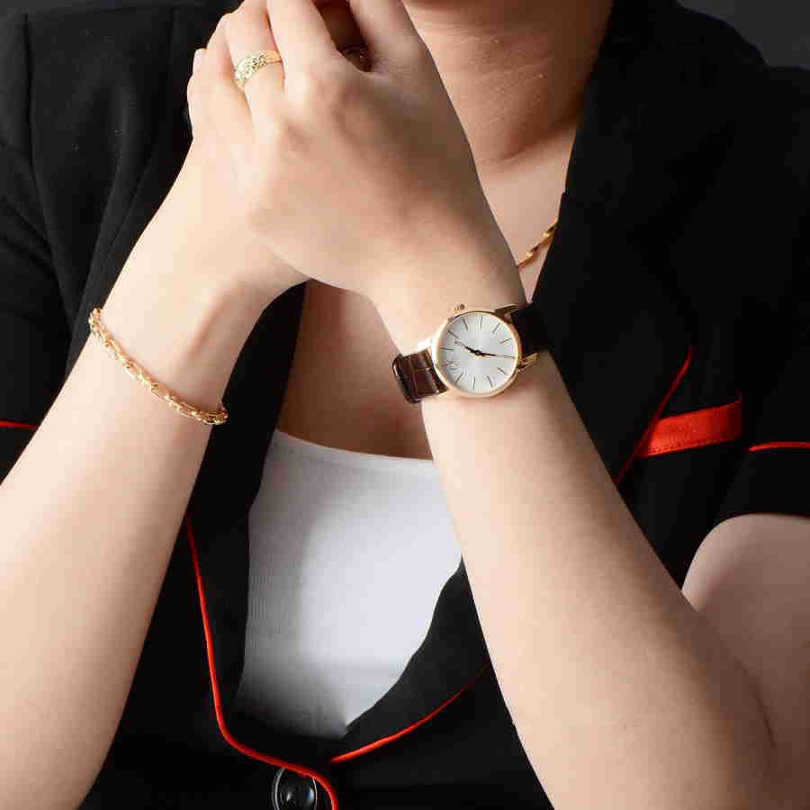  Shop Authentic Calvin Klein City White Mother of Pearl Dial Brown Leather Strap Watch for Women - K2G23620 - Luxxuri