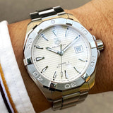  Shop Authentic Tag Heuer Aquaracer Automatic White Dial Silver Steel Strap Watch for Men - WAY2111.BA0928 - Luxxuri