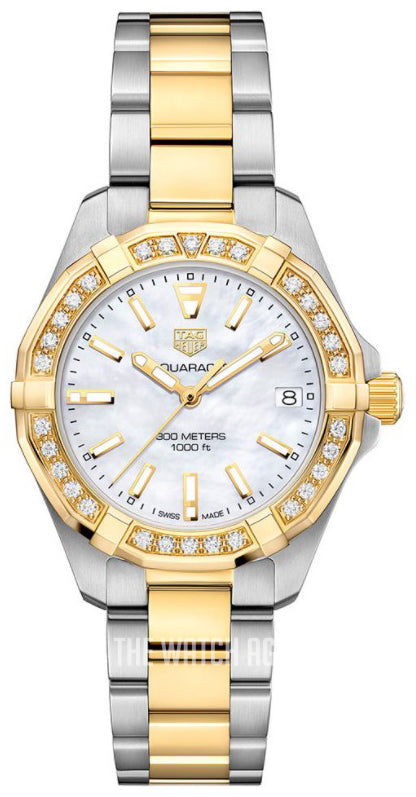  Shop Authentic Tag Heuer Aquaracer Diamonds Mother of Pearl Dial Two Tone Steel Strap Watch for Women - WBD1321.BB0320 - Luxxuri