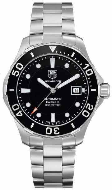  Shop Authentic Tag Heuer Aquaracer Automatic Caliber 5 Black Dial Silver Steel Strap Watch for Men - WAN2110.BA0822 - Luxxuri