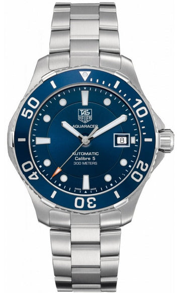  Shop Authentic Tag Heuer Aquaracer Caliber 5 Automatic Blue Dial Silver Steel Strap Watch for Men - WAN2111.BA0822 - Luxxuri