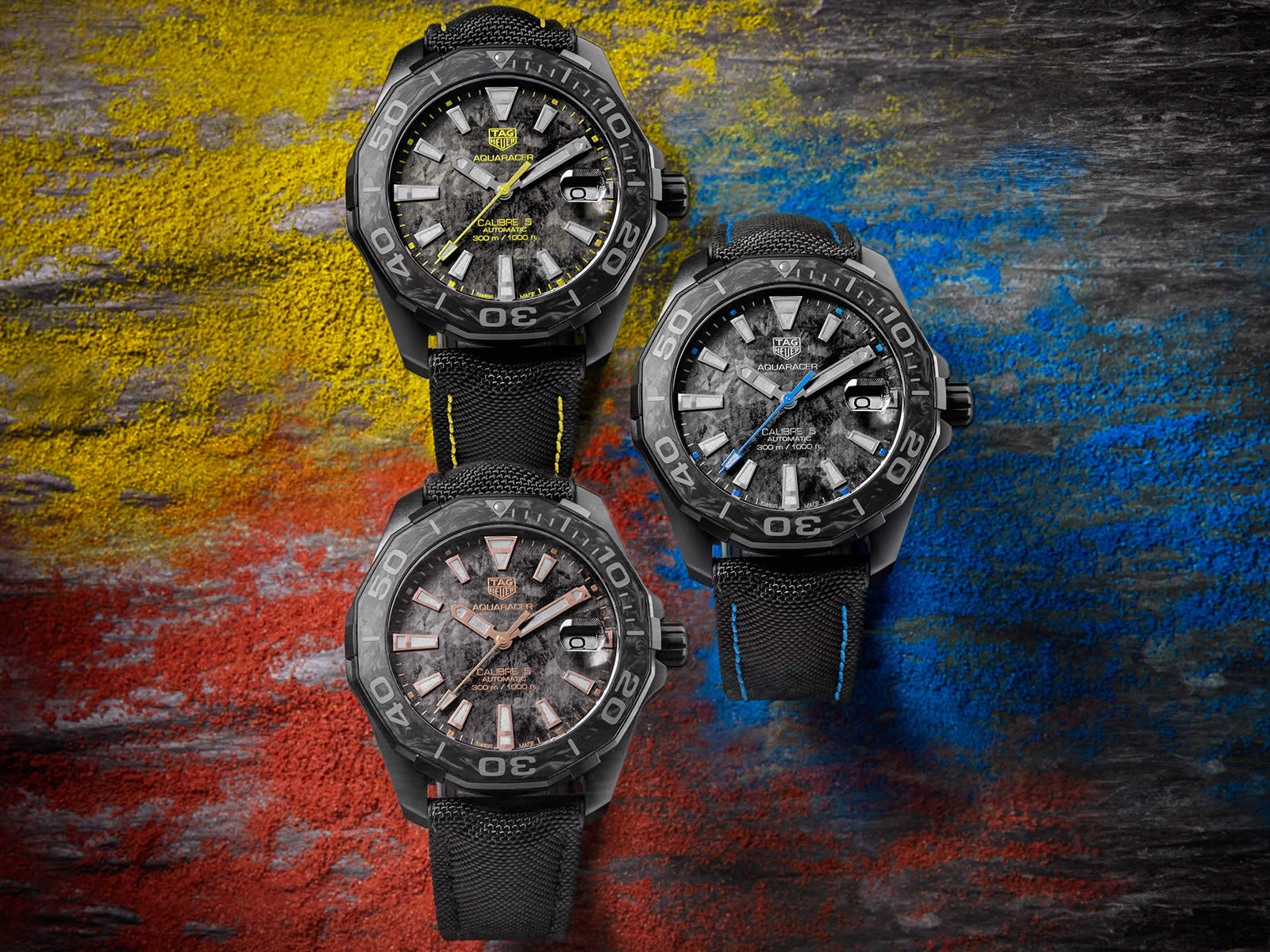 Tag Heuer Aquaracer Calibre 5 Black NATO Strap Carbon Dial Watch for Men - WBD218A.FC6445