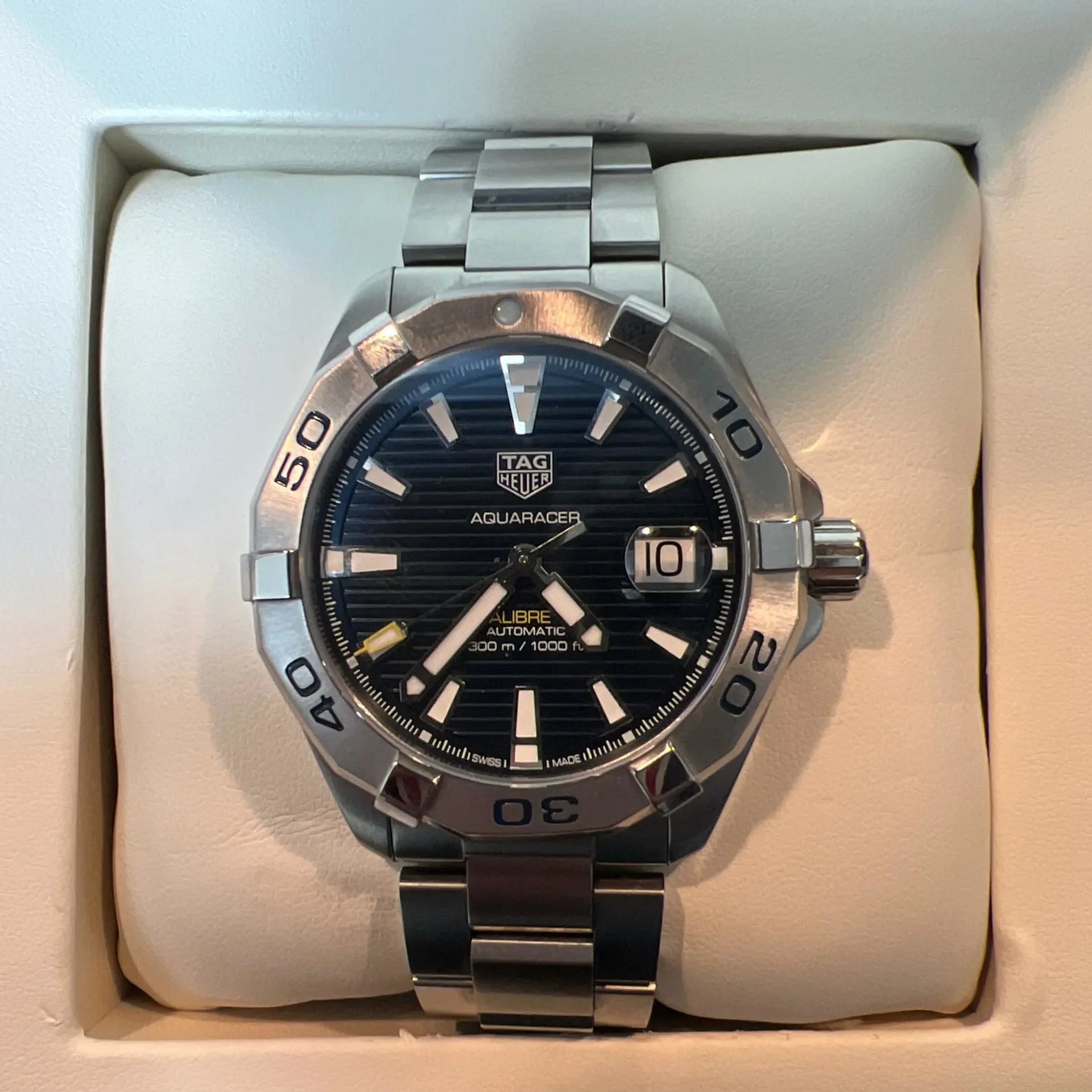  Shop Authentic Tag Heuer Aquaracer Automatic Blue Dial Silver Steel Strap Watch for Men - WBD2112.BA0928 - Luxxuri