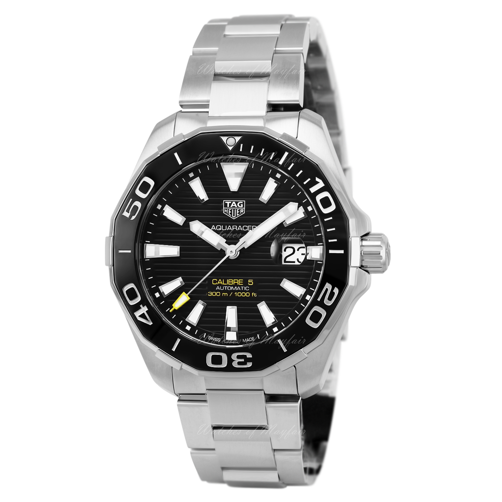  Shop Authentic Tag Heuer Aquaracer Caliber 5 Black Dial Silver Steel Strap Watch for Men - WAY201A .BA0927 - Luxxuri