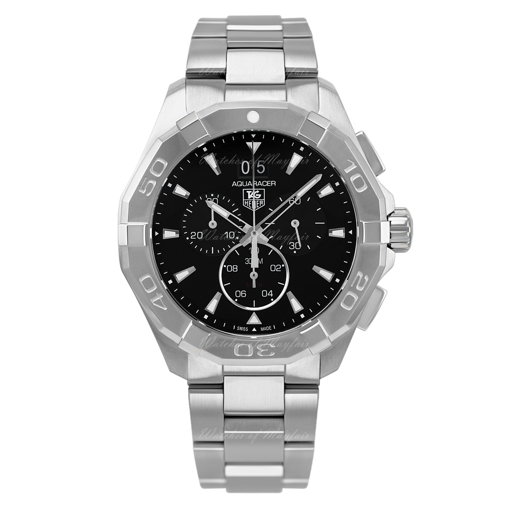 Tag Heuer Aquaracer Chronograph Black Dial Silver Steel Strap Watch for Men - CAY1110.BA0927