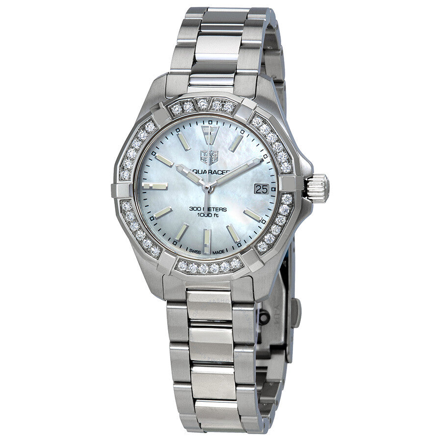  Shop Authentic Tag Heuer Aquaracer Diamonds Mother of Pearl Dial Silver Steel Strap Watch for Women - WBD1313.BA0740 - Luxxuri