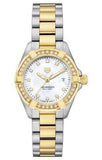  Shop Authentic Tag Heuer Aquaracer Quartz Diamonds Mother of Pearl Dial Two Tone Steel Strap Watch for Women - WBD1423.BB0321 - Luxxuri