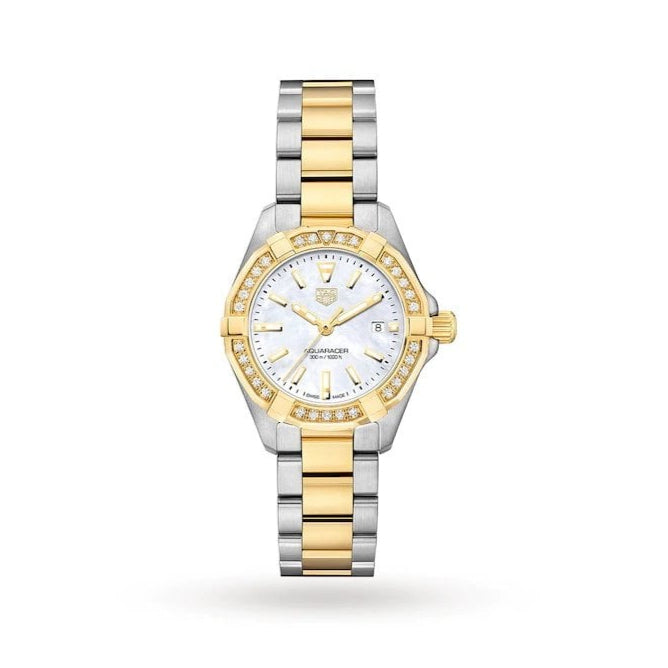  Shop Authentic Tag Heuer Aquaracer Diamonds Mother of Pearl Dial Two Tone Steel Strap Watch for Women - WBD1421.BB0321 - Luxxuri