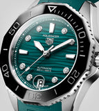  Shop Authentic Tag Heuer Aquaracer Professional 300 Automatic Diamonds Green Dial Green Rubber Strap Watch for Women - WBP231G.FT6226 - Luxxuri