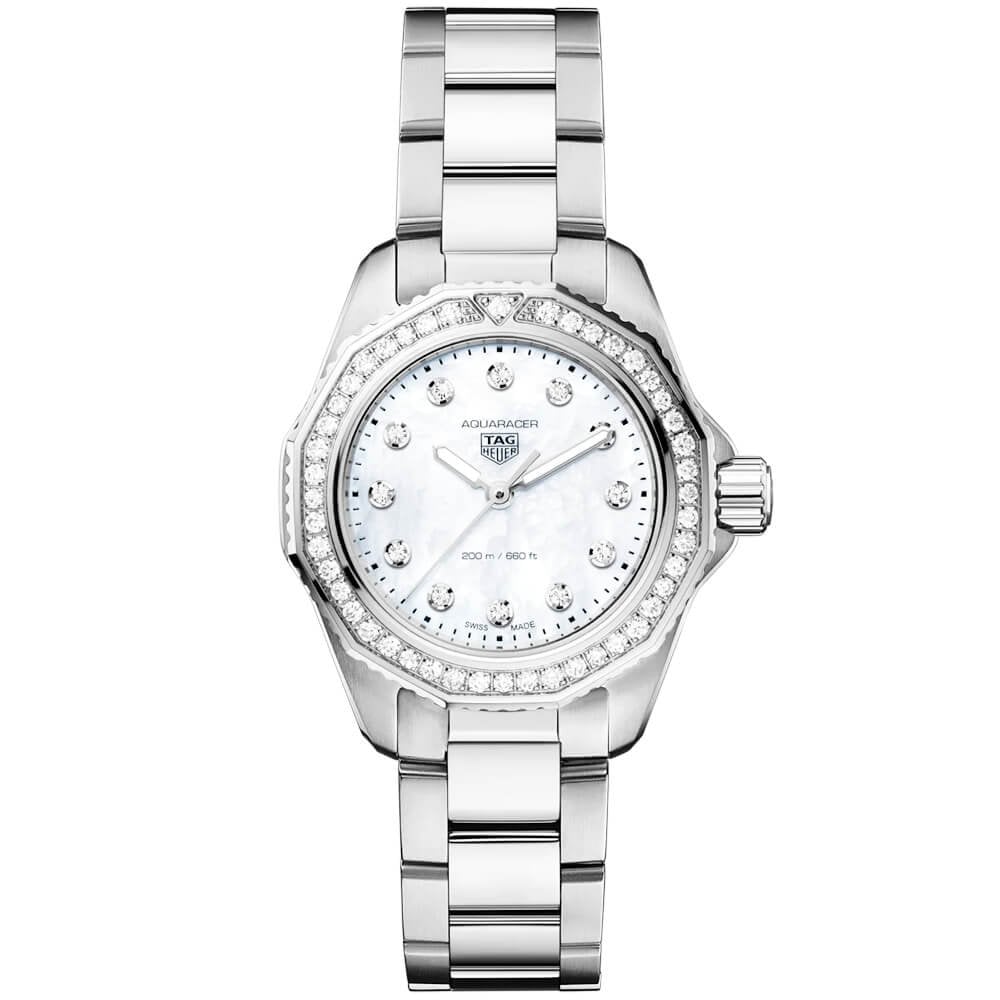  Shop Authentic Tag Heuer Aquaracer Professional 200 Quartz Diamond Mother of Pearl Dial Silver Steel Strap Watch for Women - WBP1417.BA0622 - Luxxuri