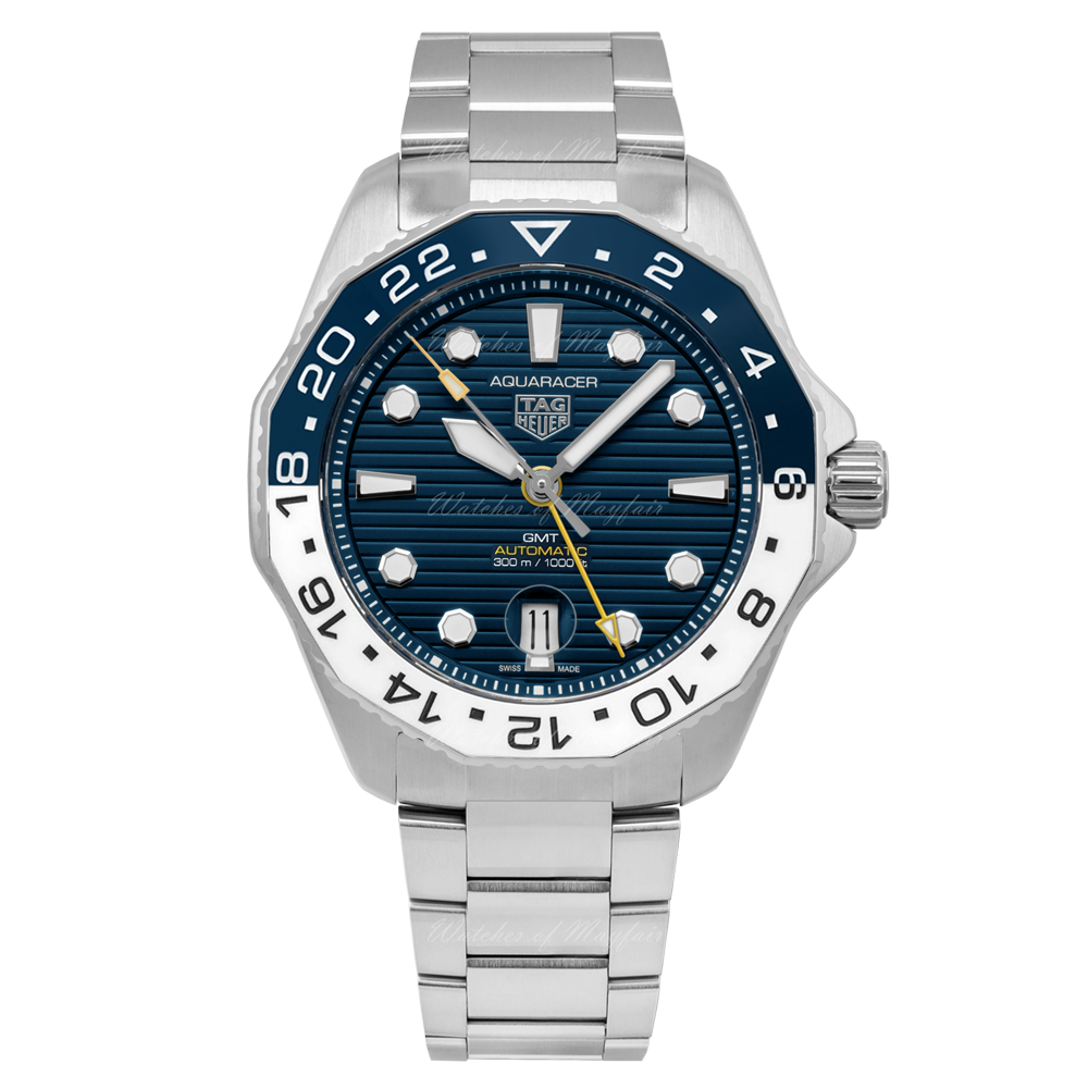  Shop Authentic Tag Heuer Aquaracer Professional 300 GMT Automatic Blue Dial Silver Steel Strap Watch for Men - WBP2010.BA0632 - Luxxuri