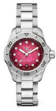  Shop Authentic Tag Heuer Aquaracer Professional 200 Automatic Diamond Ruby Red Dial Silver Steel Strap Watch for Women - WBP2414.BA0622 - Luxxuri