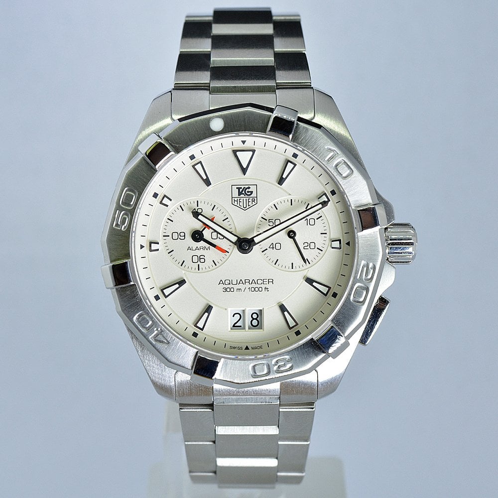 Tag Heuer Aquaracer Chronograph White Dial Silver Steel Strap Watch for Men - WAY111Y.BA0928