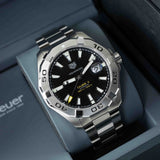  Shop Authentic Tag Heuer Aquaracer Automatic Caliber 5 Black Dial Silver Steel Strap Watch for Men - WBD2110.BA0928 - Luxxuri