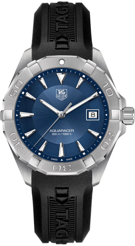  Shop Authentic Tag Heuer Aquaracer Quartz Blue Dial Black Rubber Strap Watch for Men - WAY1112.FT8021 - Luxxuri