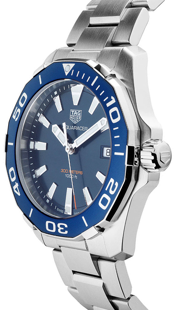  Shop Authentic Tag Heuer Aquaracer Blue Dial Quartz Silver Steel Strap Watch for Men - WAY111C.BA0928 - Luxxuri