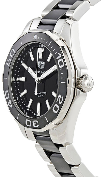 Tag Heuer Aquaracer Quartz Black Dial Two Tone Steel Strap Watch for Men - WAY131A.BA0913