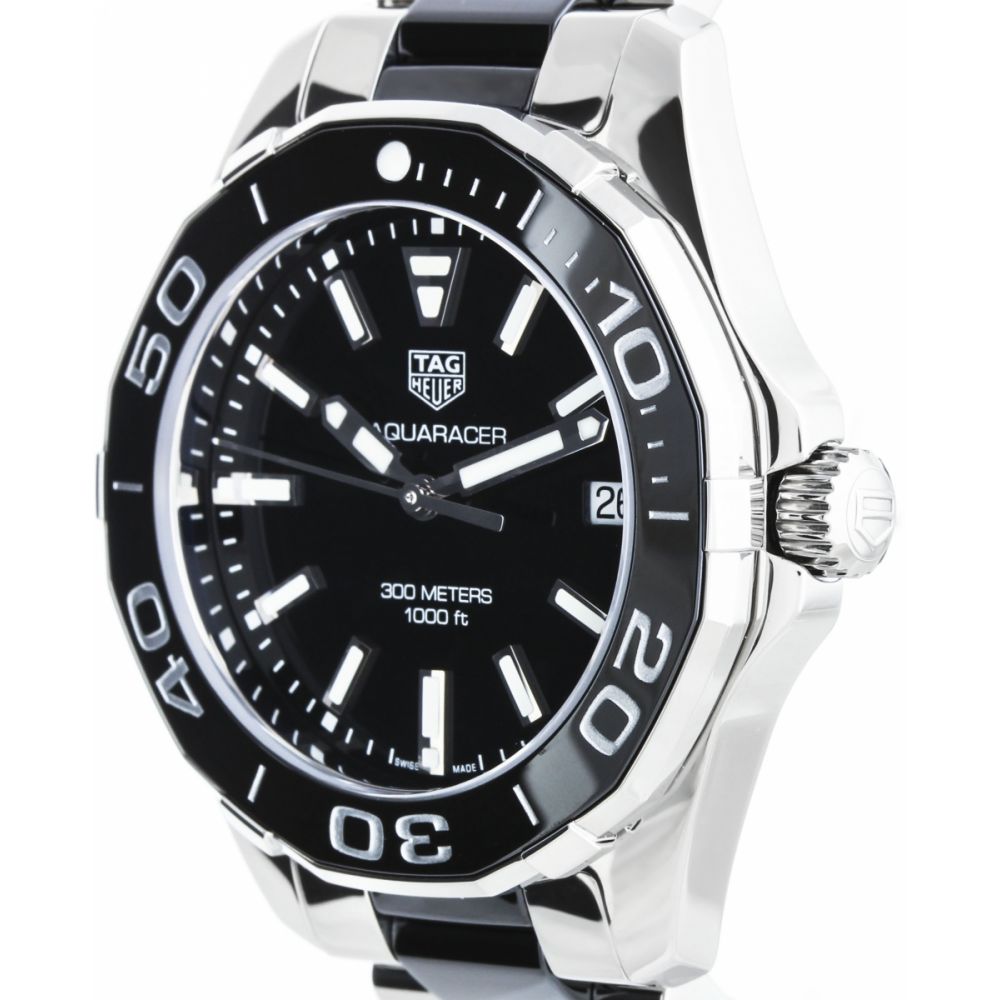  Shop Authentic Tag Heuer Aquaracer Quartz Black Dial Two Tone Steel Strap Watch for Men - WAY131A.BA0913 - Luxxuri