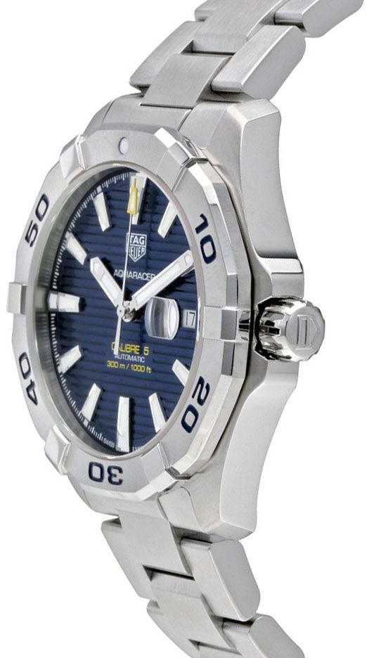 Tag Heuer Aquaracer Calibre 5 Automatic Blue Dial Silver Steel Strap Watch for Men - WAY2012.BA0927