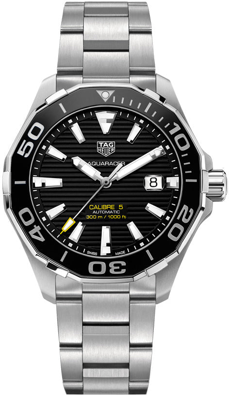  Shop Authentic Tag Heuer Aquaracer Caliber 5 Black Dial Silver Steel Strap Watch for Men - WAY201A .BA0927 - Luxxuri