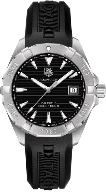  Shop Authentic Tag Heuer Aquaracer Automatic Caliber 5 Black Dial Black Rubber Strap Watch for Men - WAY2110.FT8021 - Luxxuri