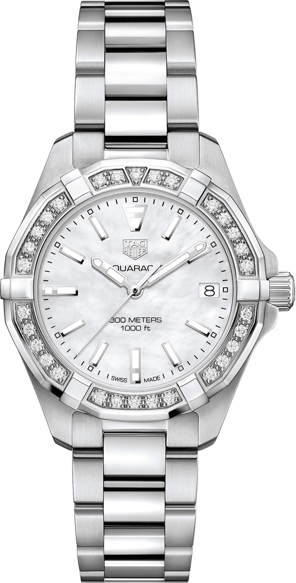  Shop Authentic Tag Heuer Aquaracer Diamonds Mother of Pearl Dial Silver Steel Strap Watch for Women - WBD1313.BA0740 - Luxxuri