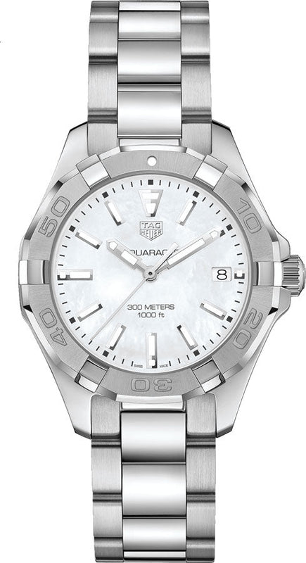  Shop Authentic Tag Heuer Aquaracer Mother of Pearl Dial Silver Steel Strap Watch for Women - WBD131A.BA0748 - Luxxuri