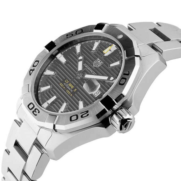  Shop Authentic Tag Heuer Aquaracer Calibre 5 Grey Dial Silver Steel Strap Watch for Men - WBD2113.BA0928 - Luxxuri